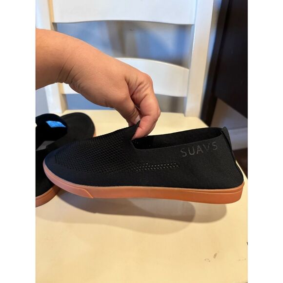 SUAVS Black Knit Slip-On Sneakers Gum Sole | Women’s 12 / Men’s 10 main image 7
